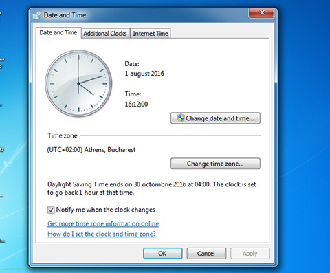 Setarea datei in Windows 7